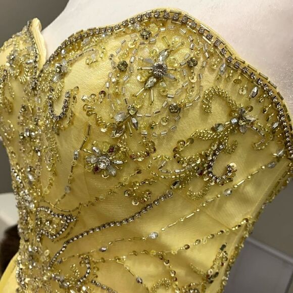 Beautiful Princess Style Strapless Beads & Glitter Party Dress With Shawl - Picture 10 of 16